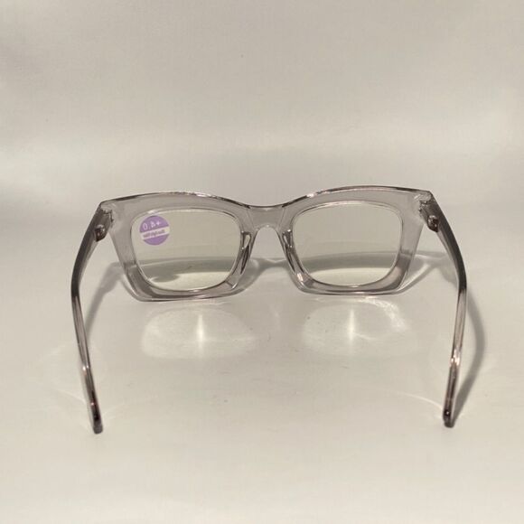1334 Gretchen Reading Glasses 4.0 Square Clear Grey Frames NWT main image 6